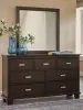 Ashley Furniture B441/31/36/82/97/92(2) Ashley Furniture B441/31/36/82/97/92(2) Covetown - 6 Pc. - Dresser, Mirror, King Panel Bed, 2 Nightstands - Dark Brown