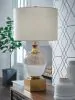 Ashley Furniture L430894 Tavisburg - Glass Table Lamp - Brown / White / Gold