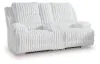 Ashley Furniture PC4280496 Rhines Falls - Double Reclining Power Loveseat With Console - Alloy