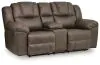 Ashley Furniture PC6450694 Lowilla - Double Reclining Loveseat With Console - Driftwood
