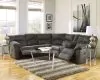 Ashley Furniture 27801S1 Tambo - Right Arm Facing Loveseat With Console 2 Pc Sectional - Pewter