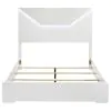Coaster Fine Furniture 224941Q Ives - Queen Panel Bed LED Headboard - White High Gloss