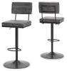 Ashley Furniture D119-630 Strumford - Tall Swivel Barstool (Set of 2) with Cushioned Back - Gray / Black