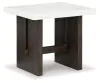Ashley Furniture T779-3 Burkhaus - Rectangular End Table - White / Dark Brown