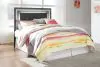 Ashley Furniture B214/87/B100-21 Ashley Furniture B214/87/B100-21 Lodanna - Full Upholstered Panel Headboard with Bolt on Bed Frame - Gray