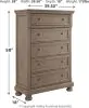 Ashley Furniture B733/31/36/46/58/56/97 Ashley Furniture B733/31/36/46/58/56/97 Lettner - 6 Pc. - Dresser, Mirror, Chest, King Panel Bed - Light Gray