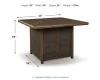 Ashley Furniture P750-665 Paradise Trail - Square Bar Table w/Fire Pit - Medium Brown