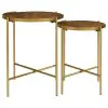 Coaster Fine Furniture 936168 Malka - 2 Piece Round Wood Nesting Table - Dark Brown And Gold