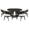 Coaster Fine Furniture 115390-S7A Leandro - 7 Piece Round Dining Table Set - Burnished Black