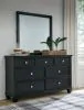 Ashley Furniture B687/31/36/52/53/86/92(2) Ashley Furniture B687/31/36/52/53/86/92(2) Lanolee - 7 Pc. - Dresser, Mirror, Twin Panel Bed, 2 Nightstands - Black
