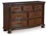Ashley Furniture B764/31/36/46/50/71/97 Lavinton - 6 Pc. - Dresser, Mirror, Chest, Queen Poster Bed - Brown