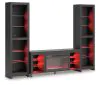 Ashley Furniture W2721W2 Cayberry - 3-Piece Entertainment Center With Electric Fireplace - Black
