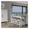 Riverside Furniture 37216 Cora - Workstation (Sofa Table With 3 Stools) - Cloud / Fog
