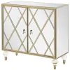 CoasterEssence 951851 Astilbe - 2-Door Mirrored Accent Cabinet - Silver And Champagne