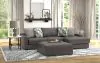 Jackson Furniture Industries 5045/63/76/28-28 Jackson Furniture Industries 5045/63/76/28-28 Minori - Italian Leather 2 Piece Sofa / Chaise With RSF Chaise And Cocktail Ottoman - Steel