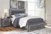 Ashley Furniture B214/31/36/46/57/54S/95/B100-13/92(2) Ashley Furniture B214/31/36/46/57/54S/95/B100-13/92(2) Lodanna - 9 Pc. - Dresser, Mirror, Chest, Queen Platform Bed with 2 Storage Drawers, 2 Nightstands - Gray