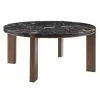 ACME DN06880 Estella - Round Dining Table With Natural Marble Top - Black Top & Walnut