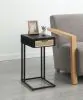 Coaster Fine Furniture 931631 Amherst - 1-Drawer Radio Weave Cane Metal Side Table - Black