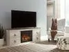 Ashley Furniture EW0267W8 Willowton - 2 Pc. - TV Stand With Faux Firebrick Fireplace Insert - Whitewash