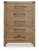Benchcraft® B858-46 Ridgester - Five Drawer Chest - Light Brown