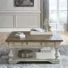 Liberty Furniture 498-OT1012 Morgan Creek - Drawer Square Cocktail Table - Antique White / Wirebrushed Tobacco Accents