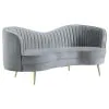 CoasterEssence 506864-S2 Sophia - 2 Piece Upholstered Channel Tufted Sofa Set - Gray