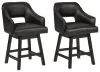 Ashley Furniture D380-924 Tallenger - UPH Swivel Barstool (Set of 2) - Black / Dark Brown