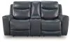 Ashley Furniture PCU1210018 Bexhurst - Power Reclining Loveseat With Console / Adjustable Headrest - Admiral