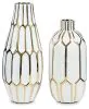 Ashley Furniture A2000135 Mohsen - Vase Set (Set of 2) - Gold Finish / White