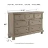 Ashley Furniture B733/31/36/46/58/56/97 Ashley Furniture B733/31/36/46/58/56/97 Lettner - 6 Pc. - Dresser, Mirror, Chest, King Panel Bed - Light Gray
