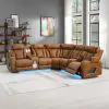 ACME LV06240 Taddeo - Power Motion Sectional Sofa With Power Headrest, Massage & LED - Two Tone Brown Leatherette
