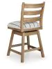 Benchcraft® D858-224 Ridgester - Upholstered Swivel Barstool (Set of 2) - Light Brown