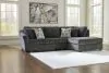 Ashley Furniture 35504S4 Biddeford - 2-Piece Sleeper Sectional With Raf Corner Chaise - Ebony