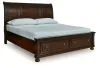 Ashley Furniture B697B47 Porter - California King Sleigh Storage Bed - Rustic Brown