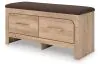 Ashley Furniture PCB1360-09 Kinlanni - Bedroom Upholstered Storage Bench - Tan / Brown