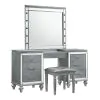New Classic 02-9698S-VMS New Classic 02-9698S-VMS Valentino - Vanity Table & Mirror & Stool - Silver