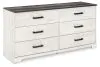 Ashley Furniture EB4121-231 Shawburn - Six Drawer Dresser - Pewter-tone pulls - White / Black / Gray