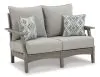 Ashley Furniture P802/835/820/701 Visola - 4 Pc. - Outdoor Loveseat, 2 Lounge Chairs And Coffee Table - Gray