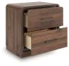 Ashley Furniture PCB386-92 Fortlorn - Two Drawer Night Stand - Walnut Brown
