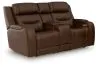 Ashley Furniture PCU1160218A Knightington - Power Reclining Loveseat With Audio Seating - Brown