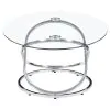 CoasterEssence 722373 Warren - 3 Piece Oval Glass Top Coffee Table Set - Chrome