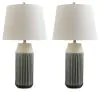 Ashley Furniture L177984 Afener - Ceramic Table Lamp (Set of 2) - Blue / Beige