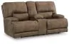 Ashley Furniture PC9180218 Beckley Place - Power Reclining Loveseat With Console / Adjustable Headrest - Earth