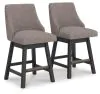 Ashley Furniture D618-224 Neymorton - Upholstered Swivel Barstool (Set of 2) - Dark Grayish Brown