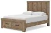 Ashley Furniture PCB2844B4 Oliandon - Queen Panel Storage Bed - Light Brown