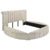 Coaster Fine Furniture 360111KE Sonya - Upholstered Eastern King Round Storage Bed - Ivory
