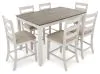 Ashley Furniture D394-423 Skempton - Counter Height Dining Table and Bar Stools (Set of 7) - White / Light Brown