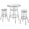 Coaster Fine Furniture 2300-S3 Retro - 3 Piece Round 1950s Bistro Pub Bar Table Set - White
