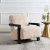 Coaster Fine Furniture 907533 Fitzroy - Faux Fur Upholstered Chair Solid Wood Arms - Latte