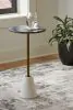 Ashley Furniture A4000540 Caramont - Accent Table with White Base - Black / White / Gold Finish